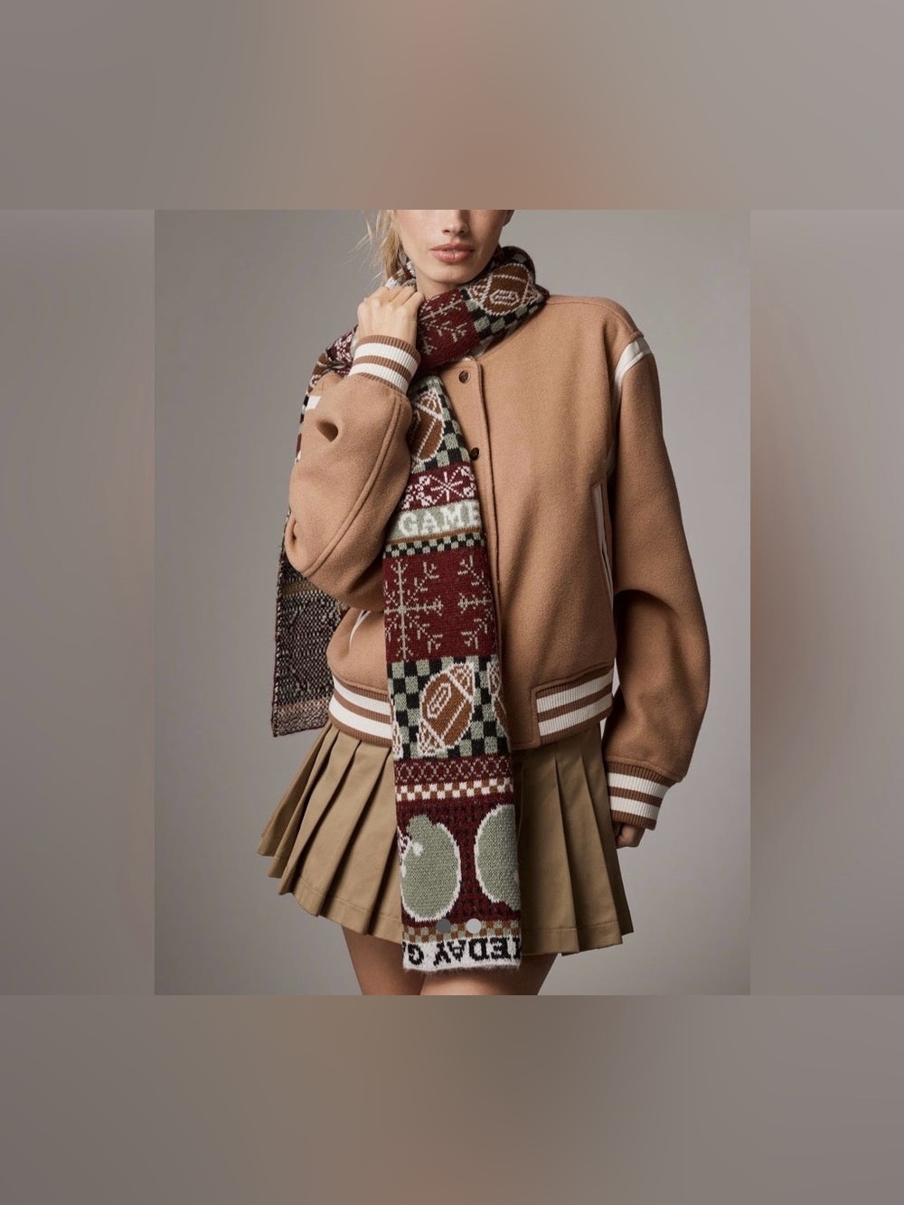 NWT Anthropologie Mariel Scarf: Icon Edition Football Fairisle Scarf - One Size